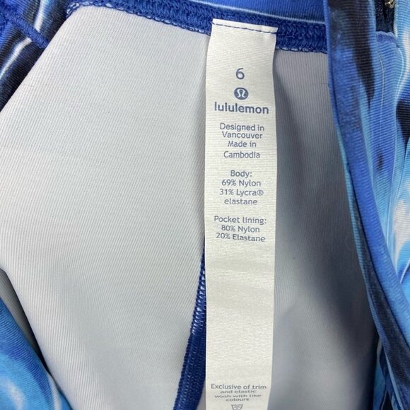 Lululemon Speed Up Crop Tidal Blue Print Run Tights Size 6 Luxtreme Running Pant - Picture 4 of 12